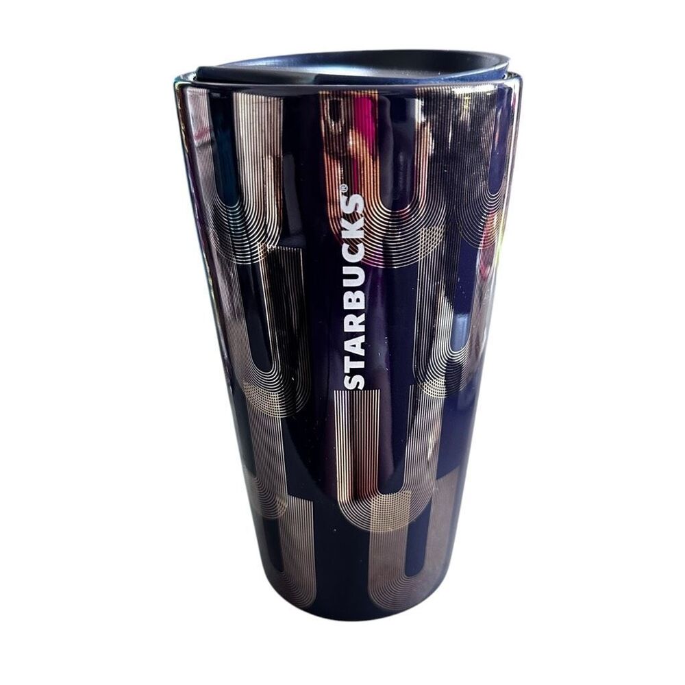 Starbucks Seattle Purple and Gold Siren Mermaid Ceramic Travel Tumbler, Hot Mug,